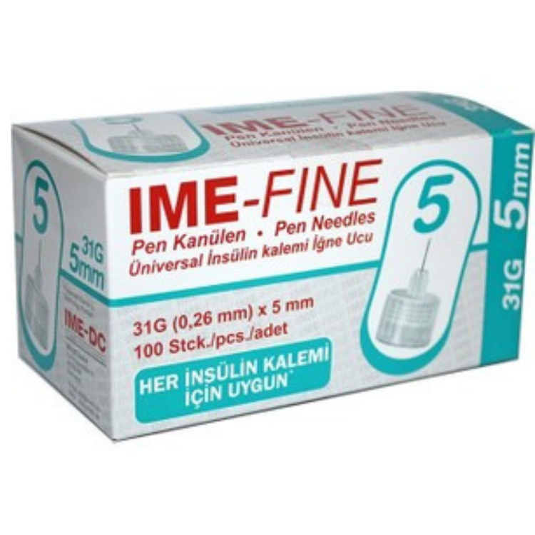 IME-FINE, IME-FINE 5 mm 31G, İnsülin Kalem İğne Ucu, 5 mm Kalem İğnesi, 31G Kalem İğnesi, Universal Pen Needle,