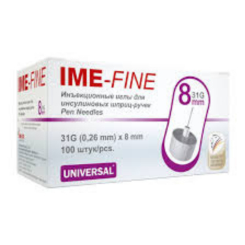 IME-FINE, IME-FINE 8 mm 31G, İnsülin Kalem İğne Ucu, 8 mm Kalem İğnesi, 31G Kalem İğnesi, Universal Pen Needle,