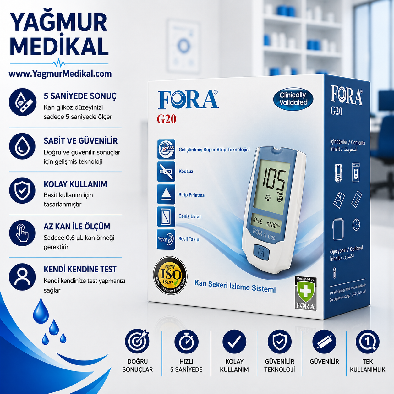 FORA G20 Şeker Ölçüm Cihazı